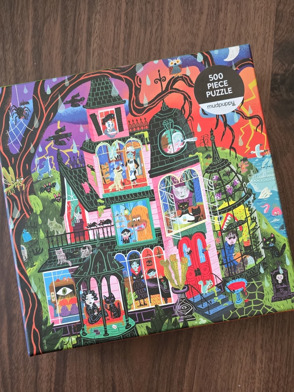 Mudpuppy Pink Haunted House 500-Piece Puzzle